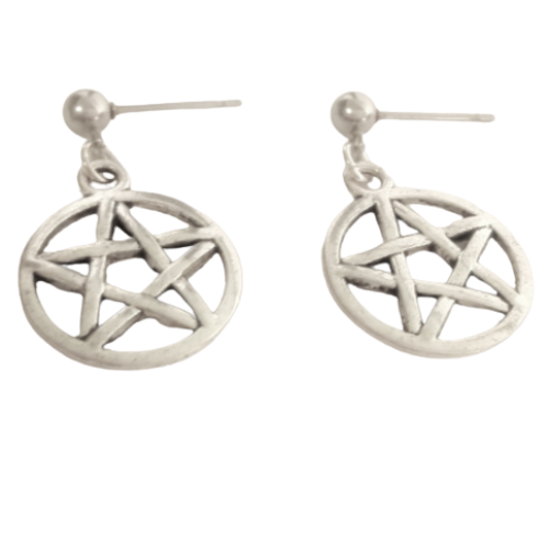 STAINLESS STEEL PENTACLE STAR EARRINGS