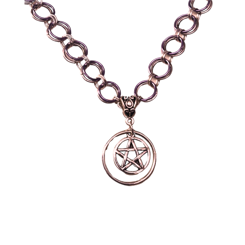 Steel Pentacle Star Discreet Day Choker Necklace