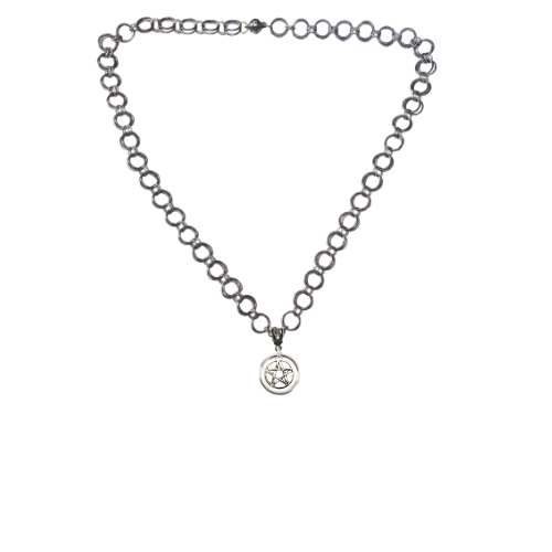 Steel Pentacle Star Discreet Day Choker Necklace
