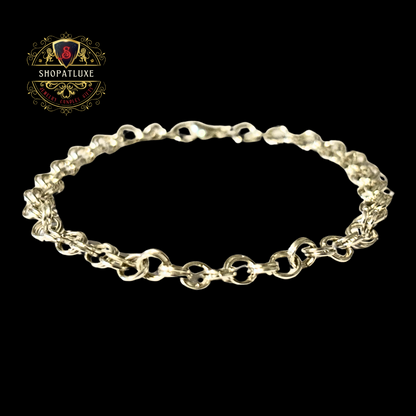 Sterling Silver Mens Hand Woven Bracelet