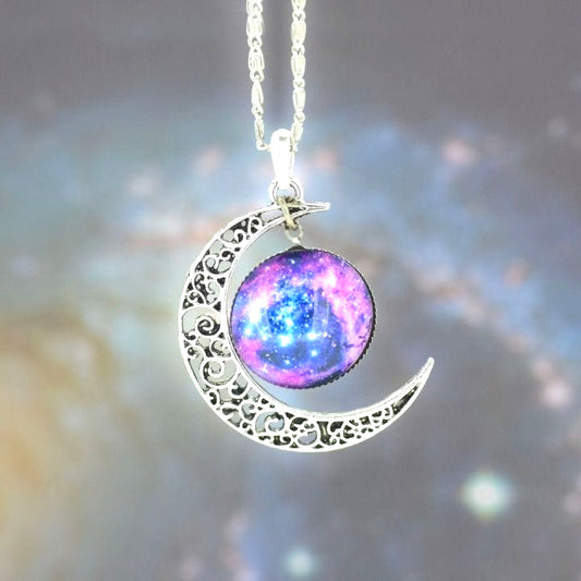 Sun And Moon Galaxy Silver Necklace