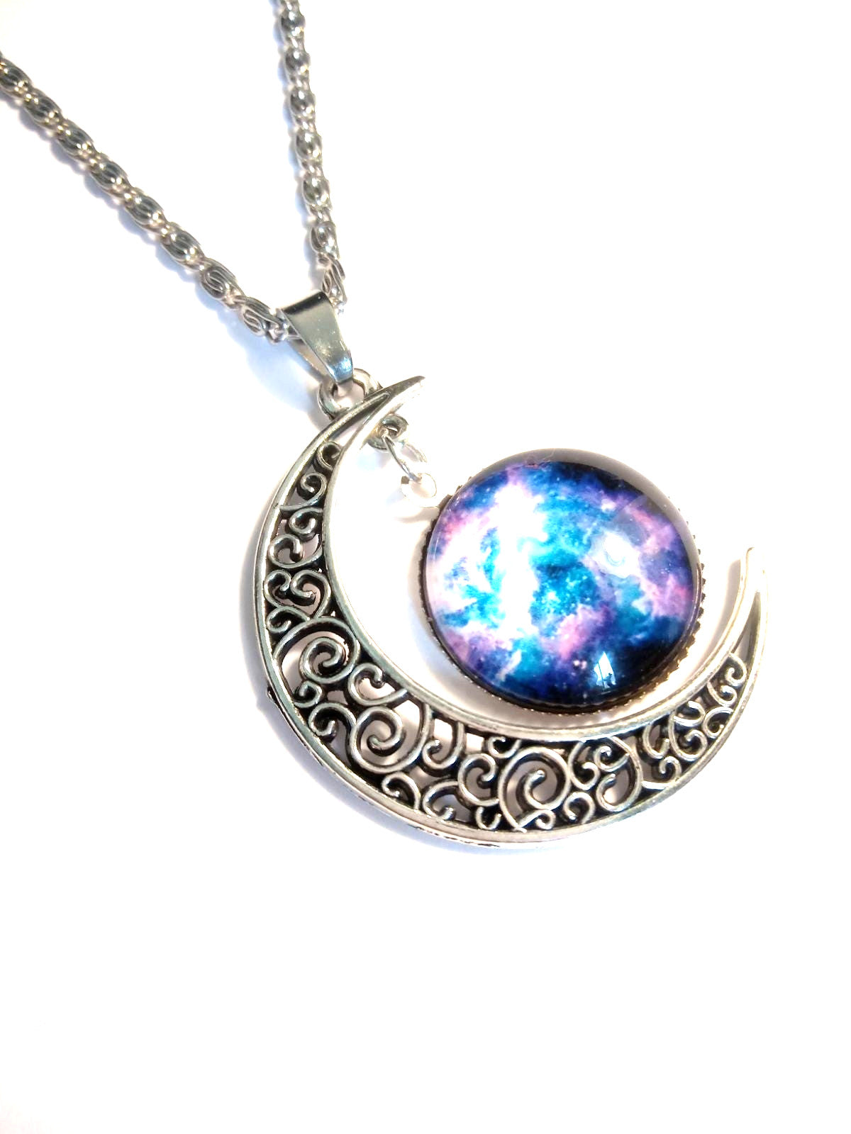 Sun And Moon Galaxy Silver Necklace