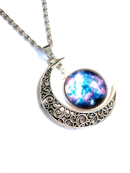 Sun And Moon Galaxy Silver Necklace