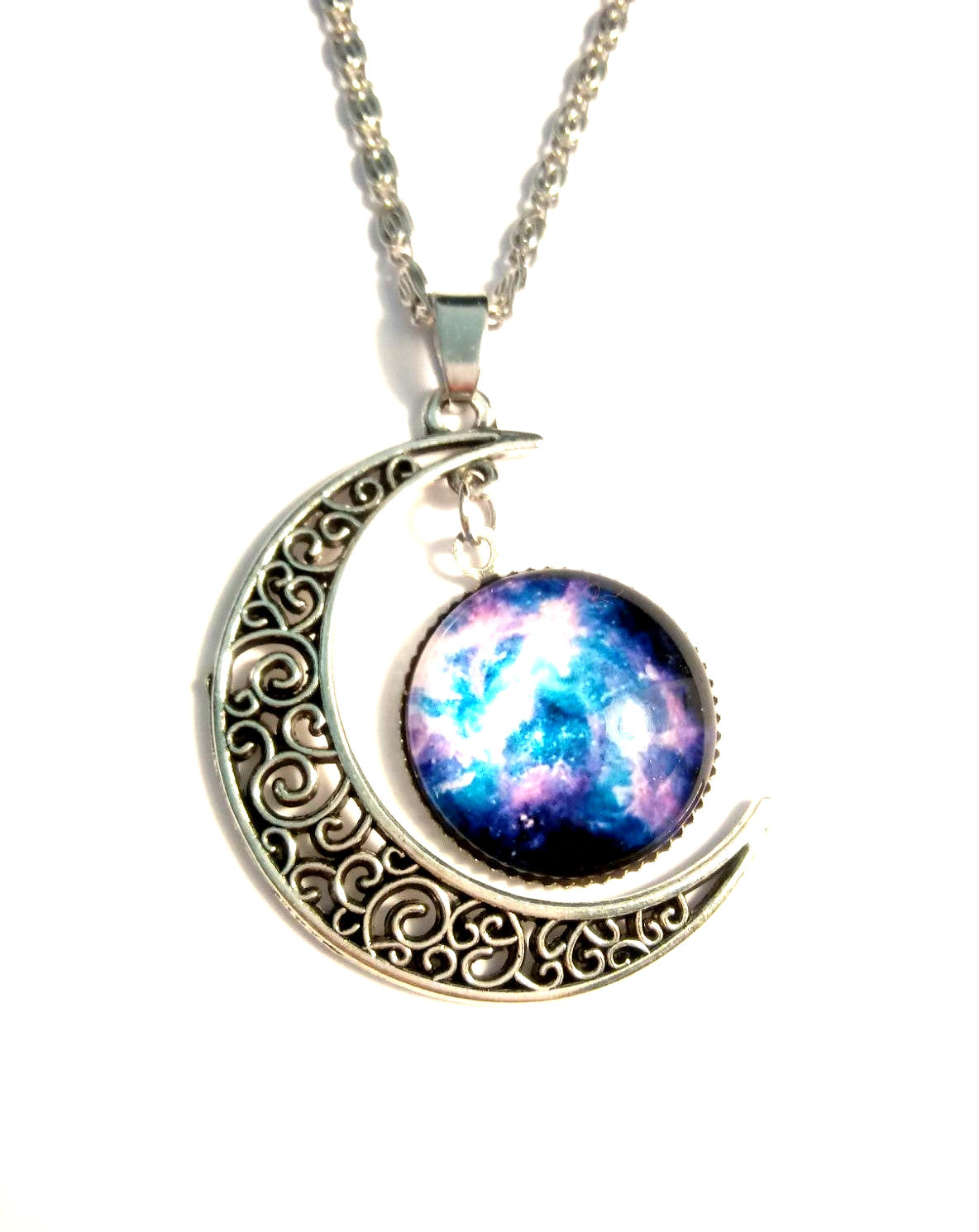 Sun And Moon Galaxy Silver Necklace