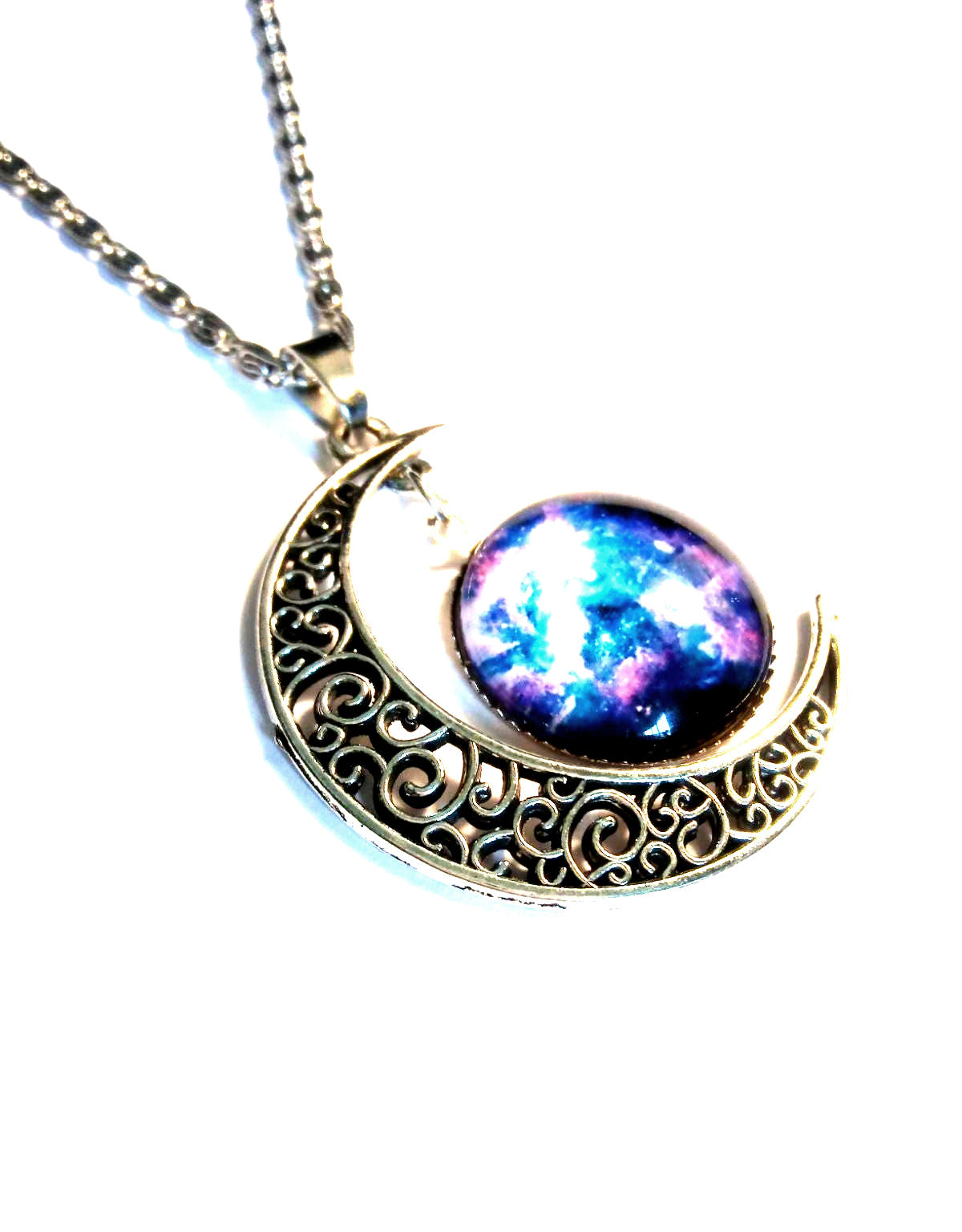 Sun And Moon Galaxy Silver Necklace