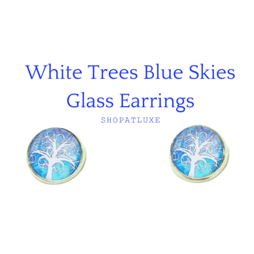 ABSTRACT TREES GLASS CABOCHON EARRINGS