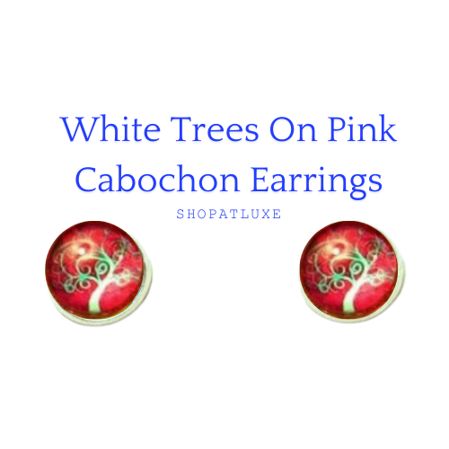 ABSTRACT TREES GLASS CABOCHON EARRINGS