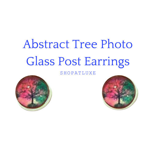 ABSTRACT TREES GLASS CABOCHON EARRINGS