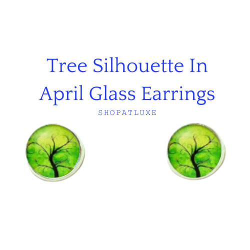 ABSTRACT TREES GLASS CABOCHON EARRINGS