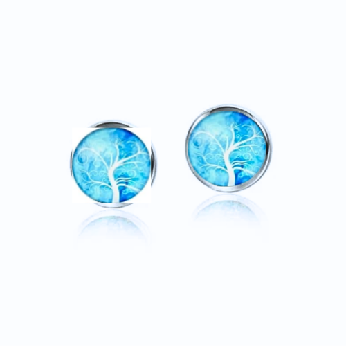 Trees In Nature Glass Post Earrings