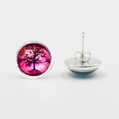 Trees In Sunset Glass Post Earrings