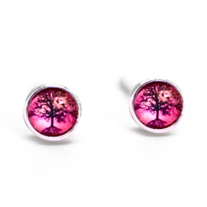 Trees In Sunset Glass Post Earrings