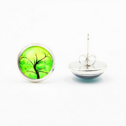 Trees In Spring Glass Post Earrings