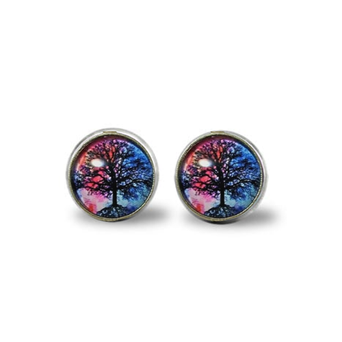Trees In Nature Glass Post Earrings