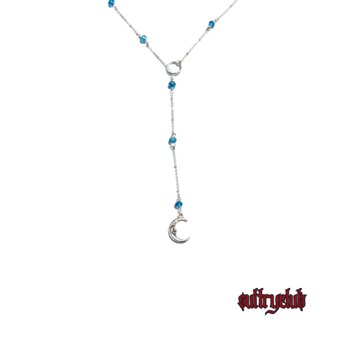 STERLING SILVER CRYSTAL HAND BEADED LARIAT NECKLACE