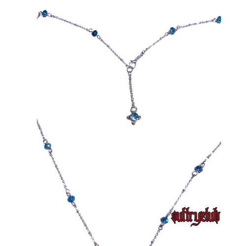 STERLING SILVER CRYSTAL HAND BEADED LARIAT NECKLACE