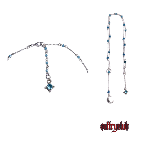 STERLING SILVER CRYSTAL HAND BEADED LARIAT NECKLACE