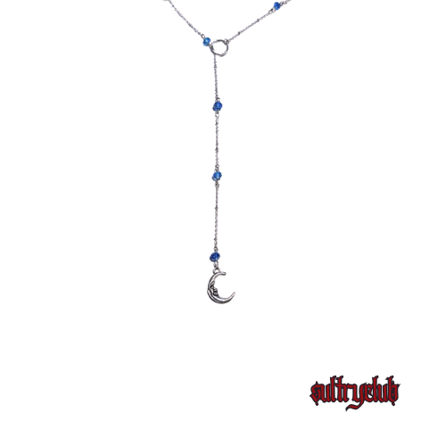 STERLING SILVER CRYSTAL HAND BEADED LARIAT NECKLACE