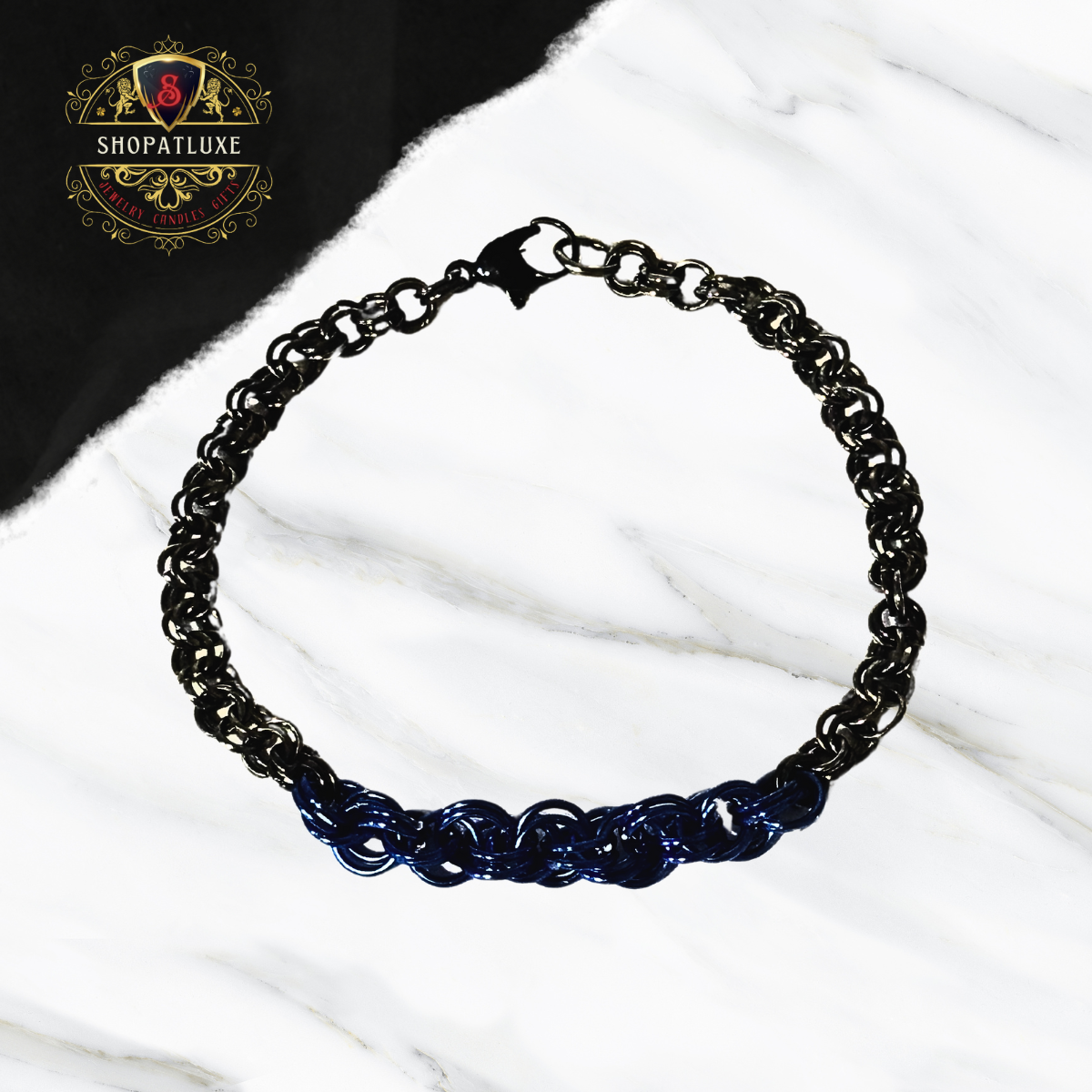 Thin Blue Line Hand Woven Bracelet