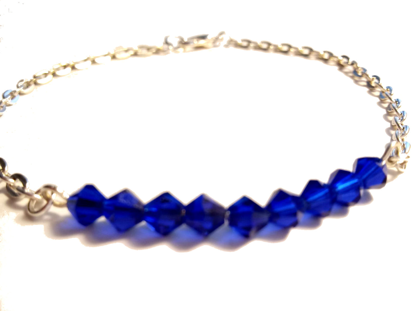 Thin Blue Line Silver Link Bracelet