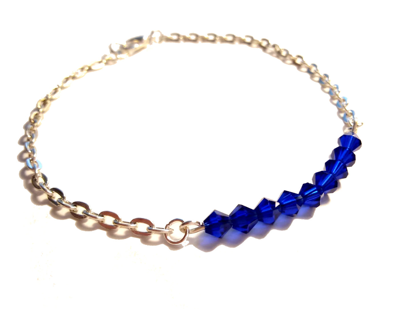 Thin Blue Line Silver Link Bracelet