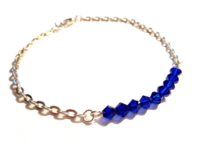 Thin Blue Line Silver Link Bracelet