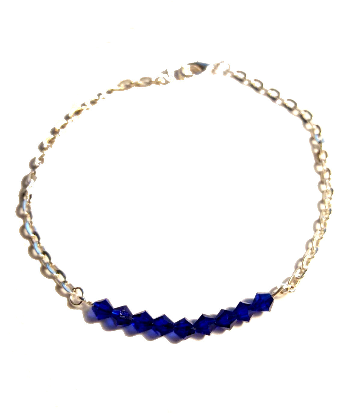 Thin Blue Line Silver Link Bracelet