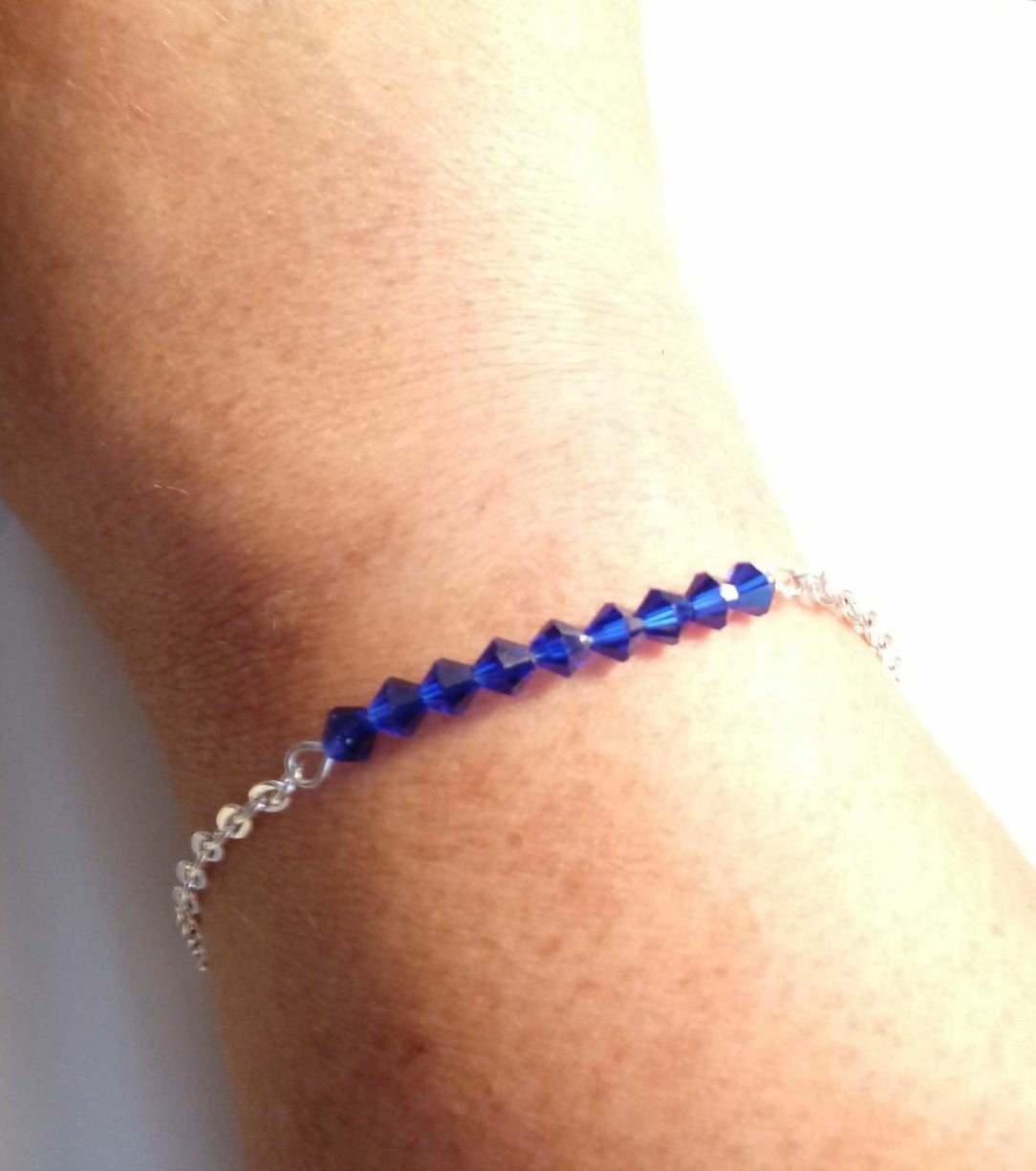 Thin Blue Line Silver Link Bracelet