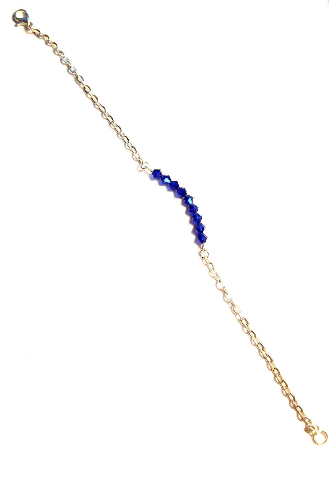 Thin Blue Line Silver Link Bracelet