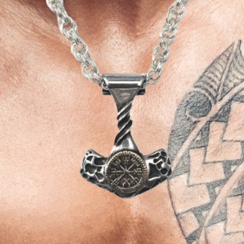 Viking Thor's Hammer With Mens Heavy Chain