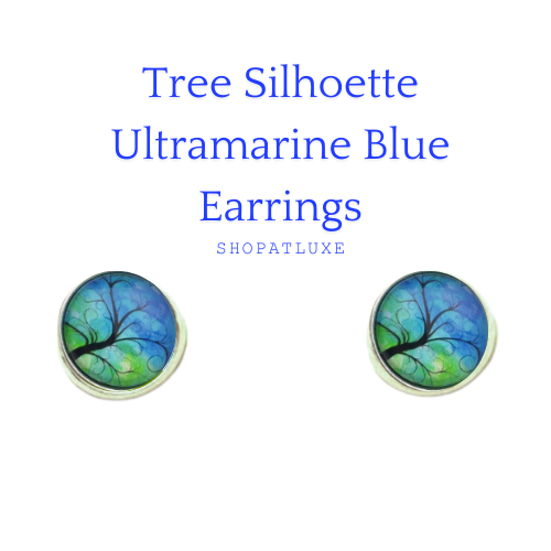 ABSTRACT TREES GLASS CABOCHON EARRINGS