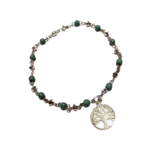 Tree of Life Turquoise Beaded Anklet