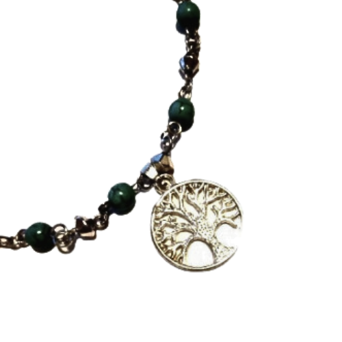 Tree of Life Turquoise Beaded Anklet