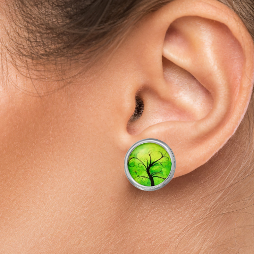 Trees In Spring Glass Post Earrings