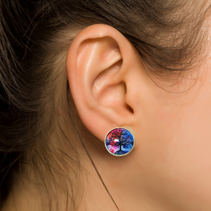 Trees In Nature Glass Post Earrings