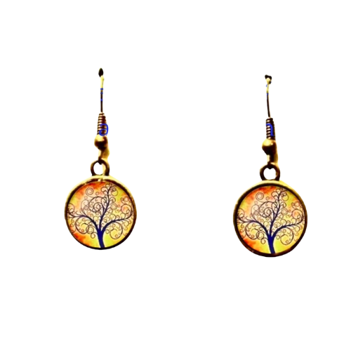 Trees In Sunset Glass Post Earrings