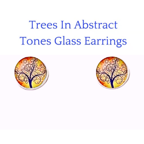 Trees In Sunset Glass Post Earrings