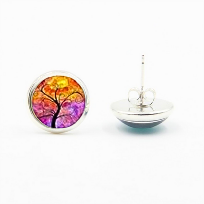 Trees In Abstract Tones Glass Earrings