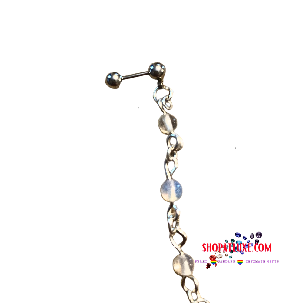 Triple Moon Goddess Moonstone Helix Barbell Ear Cuff