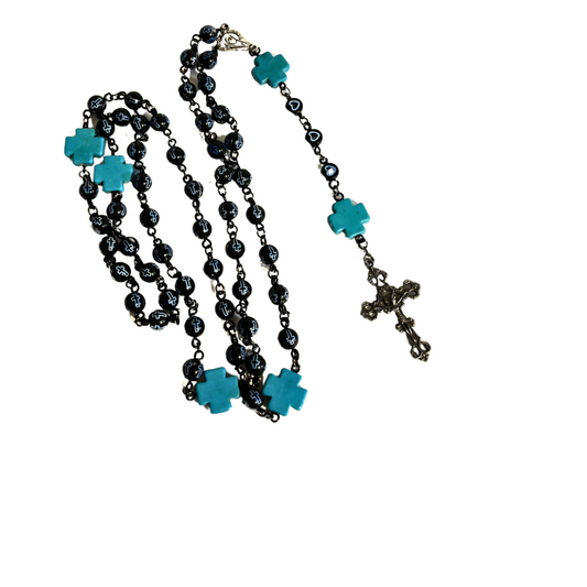 Turquoise And Black Youth Rosary