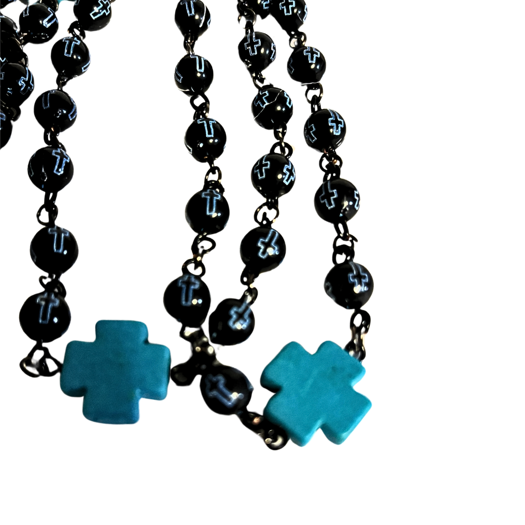 Turquoise And Black Youth Rosary