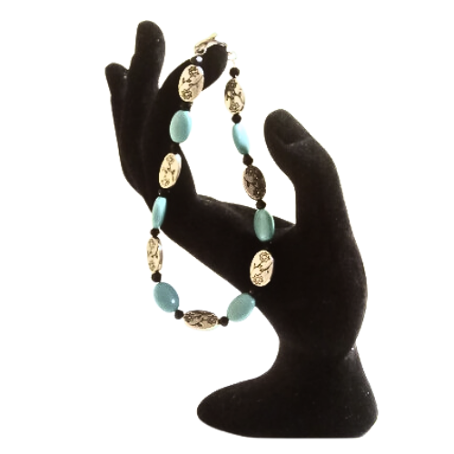 Turquoise And Onyx Beaded Bracelet