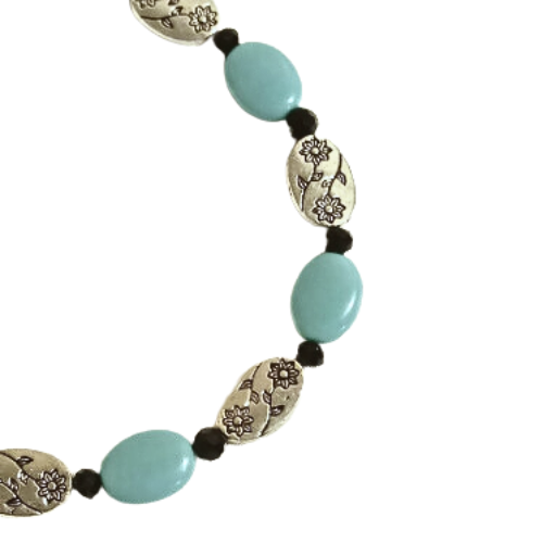 Turquoise And Onyx Beaded Bracelet