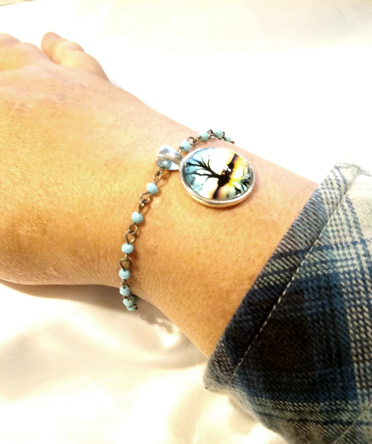 Turquoise Beaded Tree of Life Bracelet