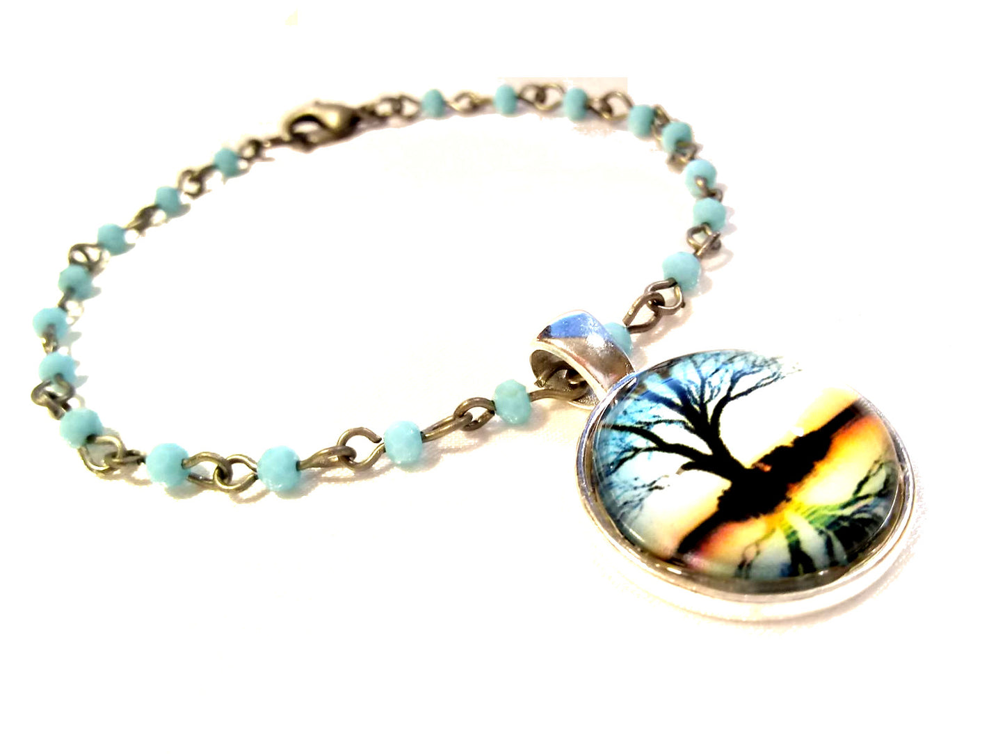 Turquoise Beaded Tree of Life Bracelet