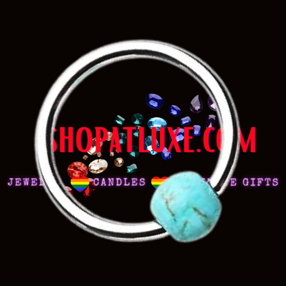 Turquoise Stone Ball 16G Captive Bead Ring