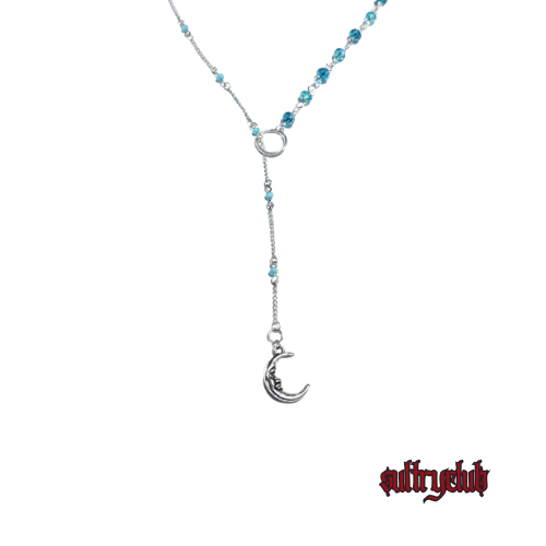 TURQUOISE CRYSTAL HAND BEADED LARIAT NECKLACE