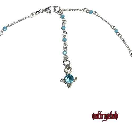 STERLING SILVER CRYSTAL HAND BEADED LARIAT NECKLACE