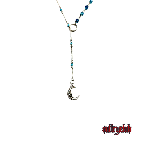 TURQUOISE CRYSTAL HAND BEADED LARIAT NECKLACE