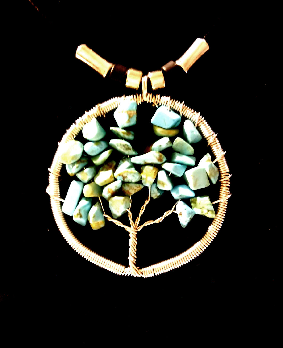 Turquoise Tree of Life Leather Necklace